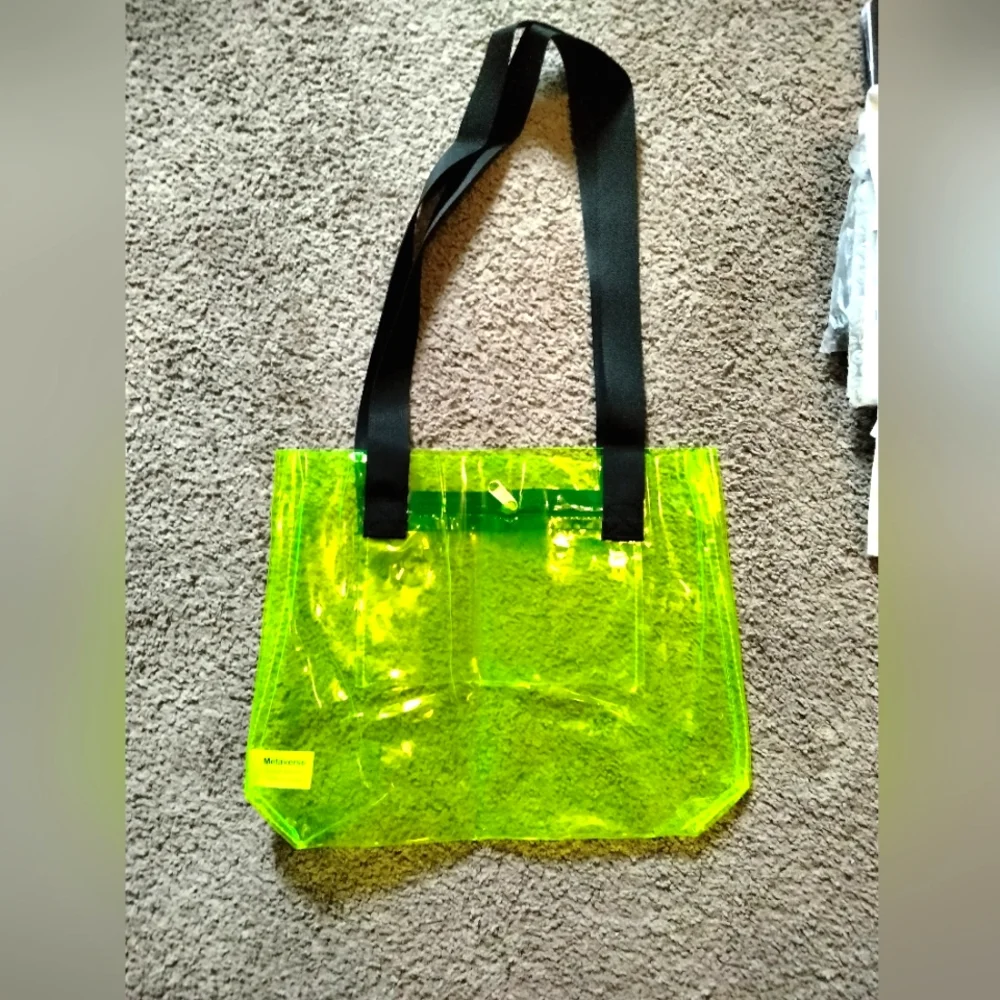 Neon Yellow Fluorescent clear bag or purse, Metaverse Brand - Picture 1 of 3
